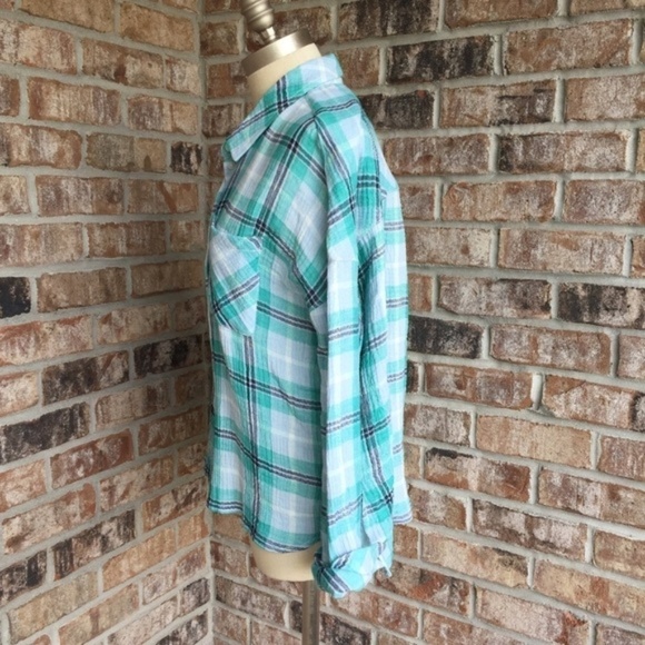 NWT Sanctuary Bloom Plaid Long Sleeves Top Green S - Picture 2 of 5